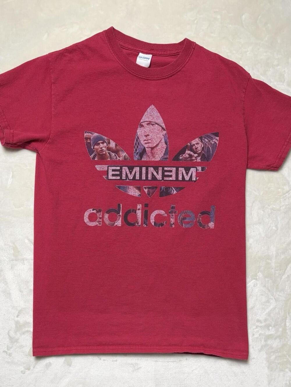 Eminem Graphic T-Shirt Red Addicted Logo Rap Hip-Hop Men's Size Small